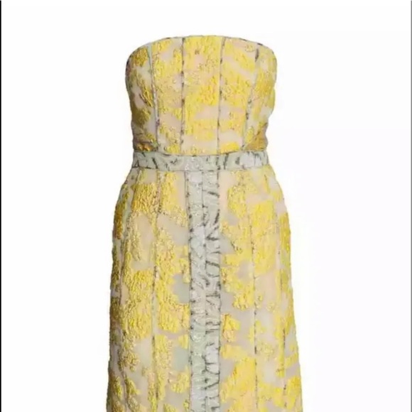 H&M | Dresses | Rare Hm 24 Conscious Collection Strapless Jacquard Yellow  Gown | Poshmark
